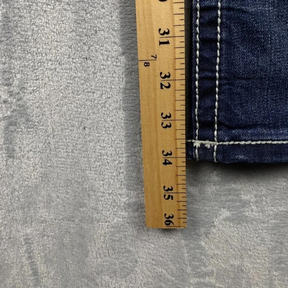 Miss Me Jeans Womens 28 Blue Signature Boot Flared Flap Pocket Dark Wash Denim - Picture 13 of 16